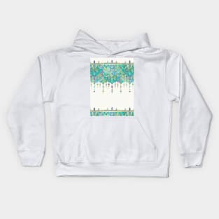 Art Deco Double Drop in Jade and Aquamarine on Cream Kids Hoodie